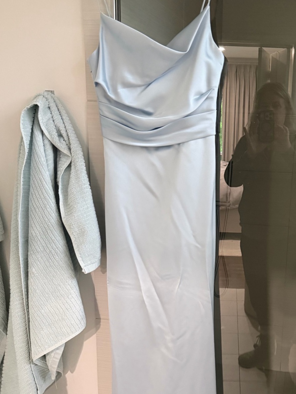 Amsale Light Blue Satin Strapless Evening Gown size 0